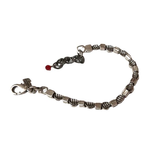 Mary DeMARCO La Contessa vintage designer bracelet Faux Garnet/Ruby Pewter 6"-8" - Picture 4 of 8